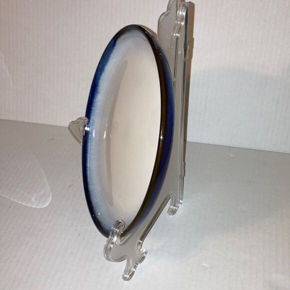 Concepts Eggplant Salad Plate White with Blue Rim by SANGO 8.25 inch Diameter - Picture 3 of 8